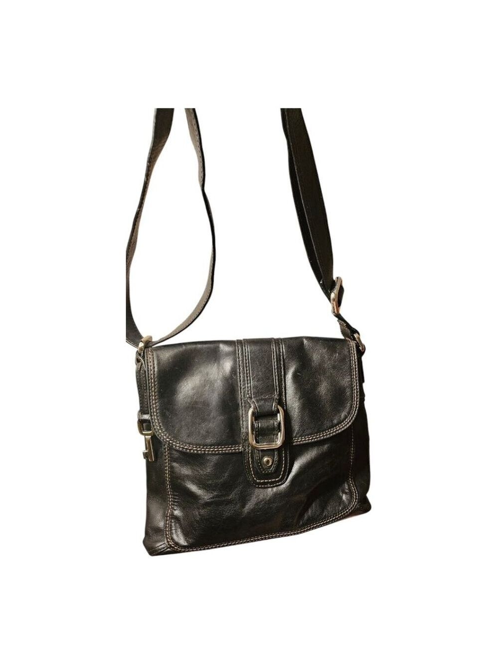 Women's Vintage Fossil Leather Crossbody Bag Black - Picture 15 of 16